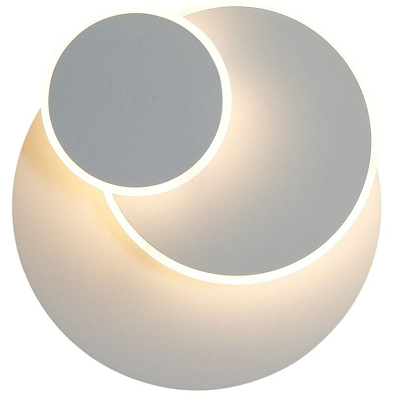 foto del prodotto goeco lampada da parete circolare led, eclissi solare creativa 3 in 1 lampada da parete interna, moderna lampada da parete bianca semplice, forma