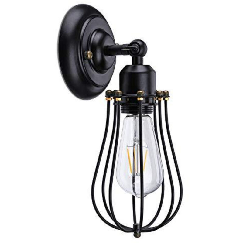 foto del prodotto goeco lampada da parete vintage applique industrial regolabile in metallo applique da parete a gabbia interno lampada muro perfetto e27 per camera