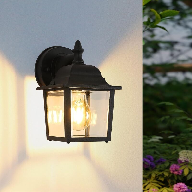foto del prodotto goeco lampada da parete vintage per esterni led e27 base per ingresso cortile giardino terrazza balcone garage nero lampadina non inclusa 