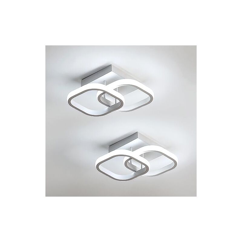 foto del prodotto goeco lampada da soffitto a forma di croce quadrata, alluminio, bianco, 24x24x9,5 cm, 24 w, diametro telaio 19 cm, luce neutra, 220 v, confezione