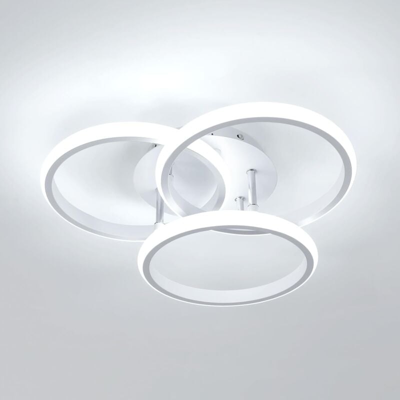 foto del prodotto goeco lampada da soffitto di design a triplo cerchio alluminio, bianco, 3 teste, diametro 40 cm, altezza 11,5 cm, con controllo della luminosit e