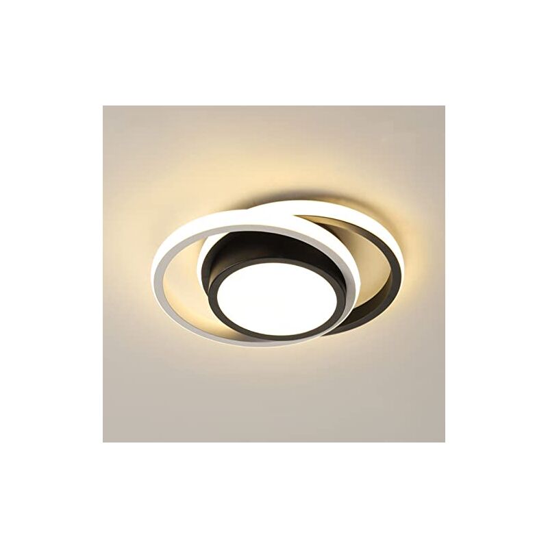 foto del prodotto goeco lampada da soffitto double circle, alluminio, nero bianco, 27x22x6 cm, 27w, diametro base 15 cm, luce neutra, 220v, lampadina non inclusa