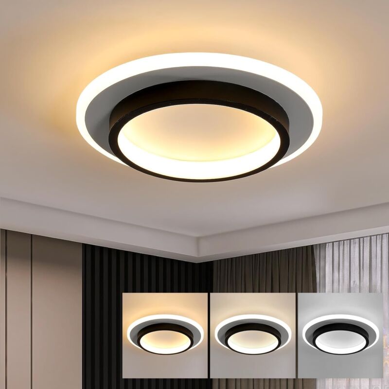 foto del prodotto goeco lampada da soffitto led rotonda 20w 2300lm, diametro 24cm, tre temperature di colore 3000k 4500k 6500k per corridoio ingresso soggiorno