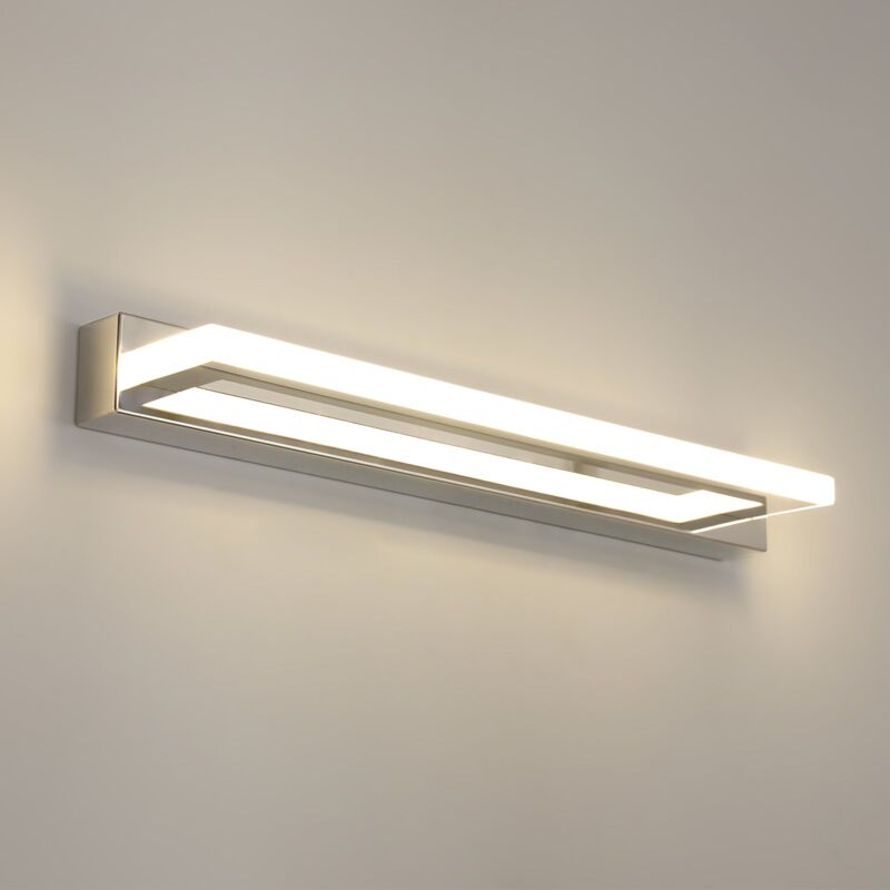 foto del prodotto goeco lampada da specchio a led in acrilico argento, 42 cm, 9 w, luce neutra 4500 k, 220 v