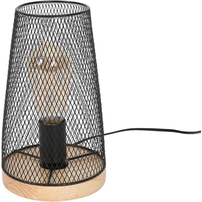 foto del prodotto goeco lampada da tavolo con gabbia in metallo, lampada da comodino con cavo, lampada da soggiorno e27, lampada da tavolo vintage in ferro senza