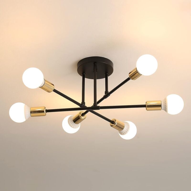 foto del prodotto goeco lampadario da soffitto vintage, 6 bracci lampadario retr in metallo sputnik portalampada e27 per soggiorno ristorante studio bar camera da
