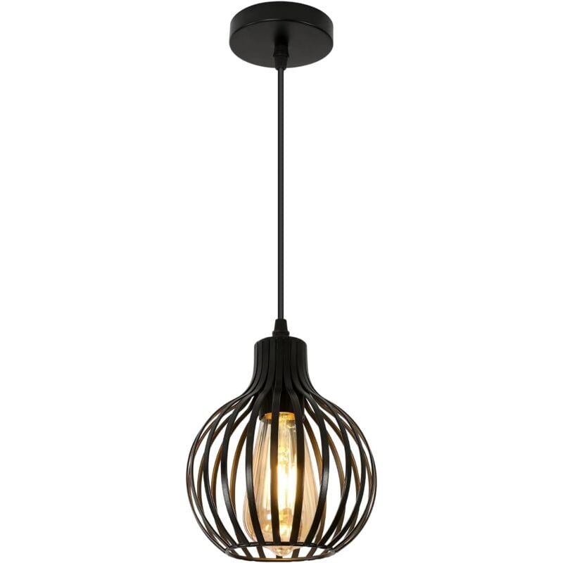 foto del prodotto goeco lampadario vintage e27, plafoniera industriale, lampada a gabbia in metallo per illuminazione da soffitto in salotto, camera da letto, cucina