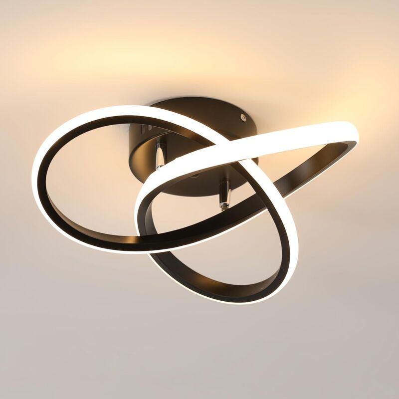 foto del prodotto goeco luce a soffitto a led 30w moderno moderno caldo designo bianco 3000k lampagno a bacchio per la pagamento da camera bassata diametro nero 30 cm