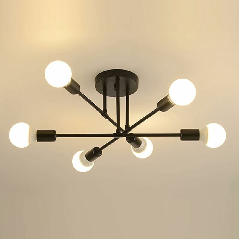 foto del prodotto goeco plafoniera a led moderna, lampadario sospeso vintage con 6 luci base e27, lampadario in metallo per salotto camera da letto cucina corridoio