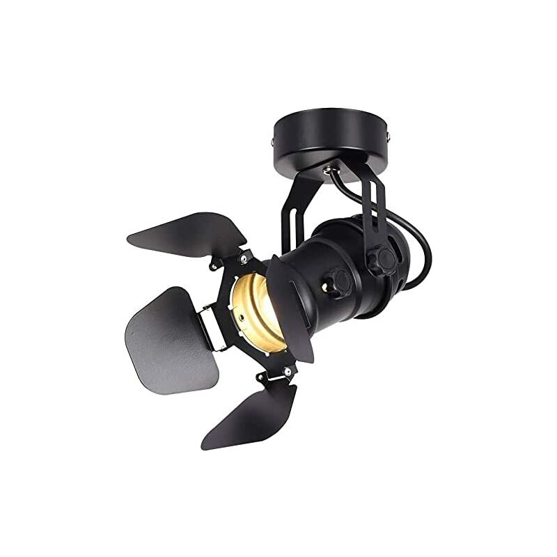foto del prodotto goeco plafoniera industriale retr in metallo nero, plafoniera led orientabile, applique murale interna vintage, lampada da soffitto retro vintage