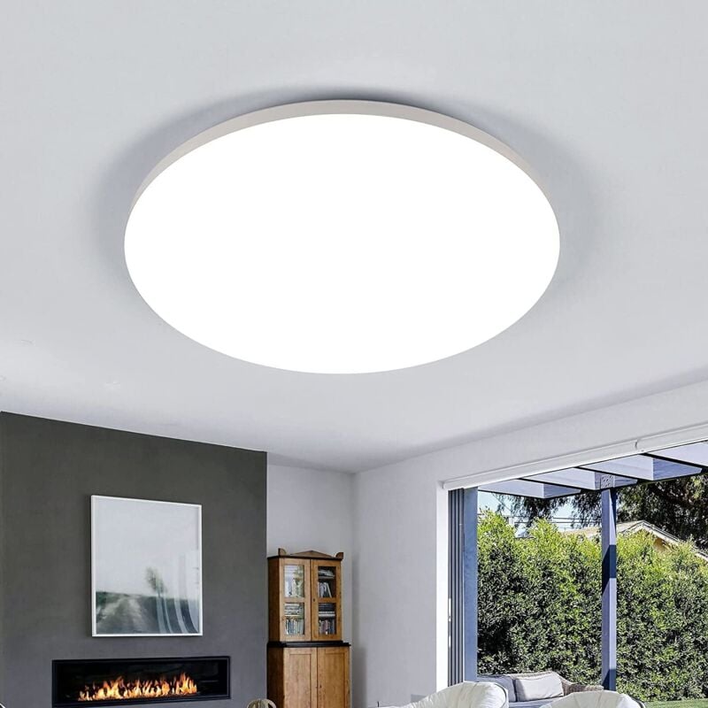 foto del prodotto goeco plafoniera led 30x3cm, 24w lampada da soffitto rotonda impermeabile ip54 per bagno, luce a soffitto led bianco freddo 6500k per camera da