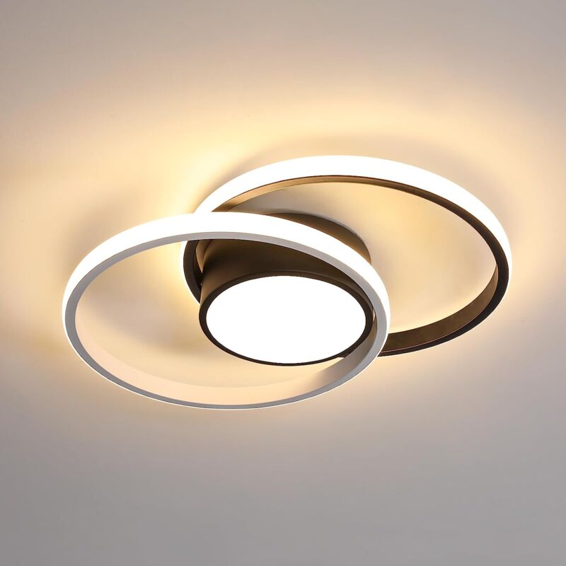 foto del prodotto goeco plafoniera led 42w design moderno bianco caldo 3000k rotondo lampada a soffitto per soggiorno, camera da letto, sala da pranzo, ufficio nero