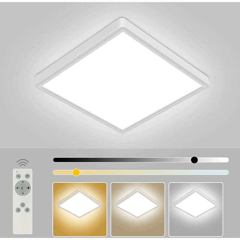 foto del prodotto goeco plafoniera led bianco dimmerabile con telecomando, 24w 3000k 6000k, 30cm, bagno camera da letto
