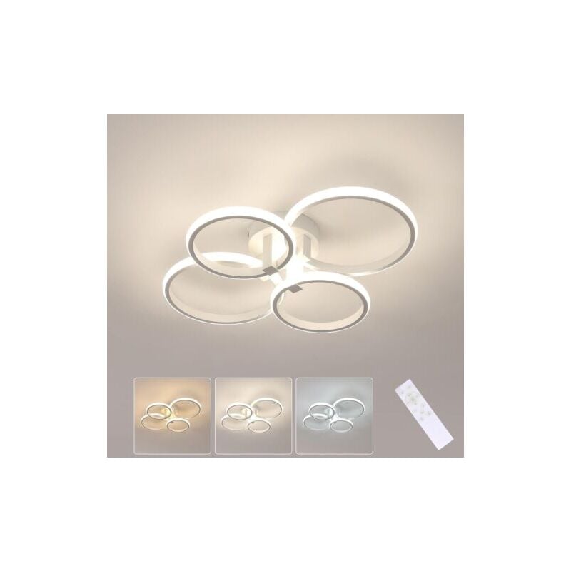 foto del prodotto goeco plafoniera led design circolare, 4 teste, bianca, 57,5x46x11,5 cm, luce bianca con controllo di luminosit , 57w