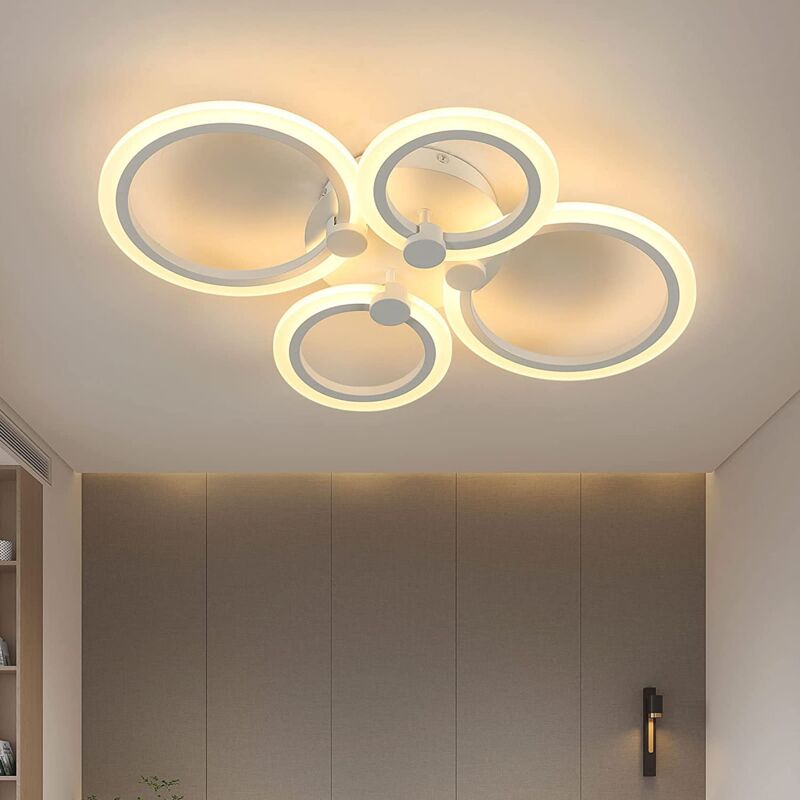 foto del prodotto goeco plafoniera led design moderno bianco caldo 3000k 34w 4 rotondo lampada a soffitto per soggiorno camera da letto sala da pranzo ufficio bar