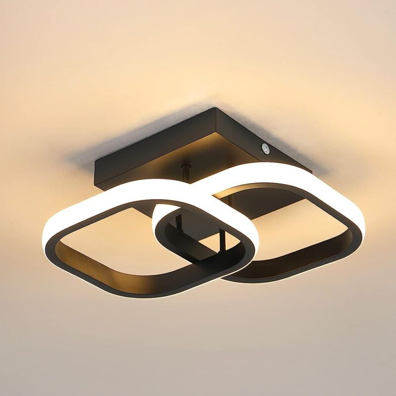 foto del prodotto goeco plafoniera led design moderno bianco caldo 3000k anello quadrato lampada a soffitto per cucina sala da pranzo camera da letto corridoio