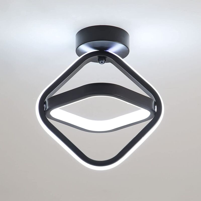 foto del prodotto goeco plafoniera led design moderno bianco freddo 6000k anello quadrato lampada a soffitto per cucina sala da pranzo camera da letto corridoio