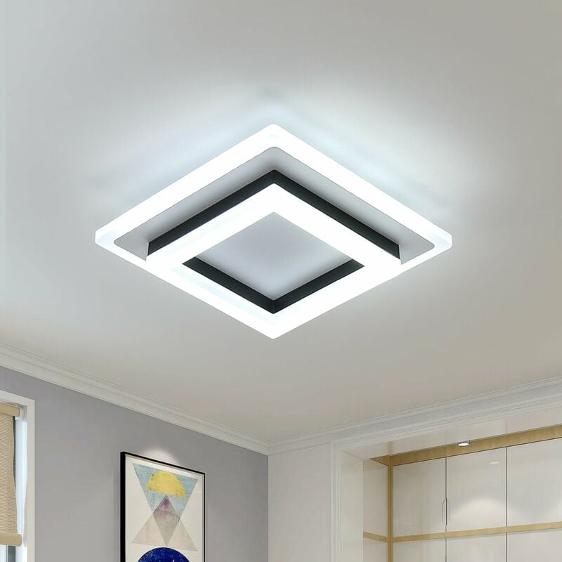 foto del prodotto goeco plafoniera led design moderno bianco freddo 6000k quadrato lampada a soffitto per soggiorno, camera da letto, sala da pranzo, ufficio nero