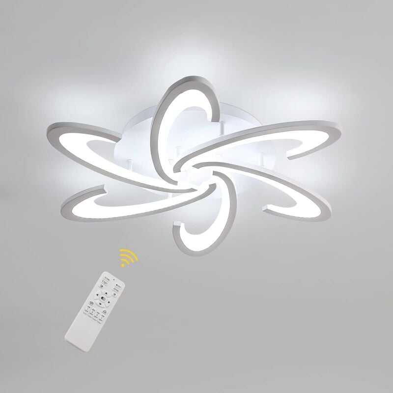 foto del prodotto goeco plafoniera led dimmerabile moderna bianca, 54w 6300lm con telecomando, design creativo a 6 lame in acrilico lampada da soffitto per soggiorno
