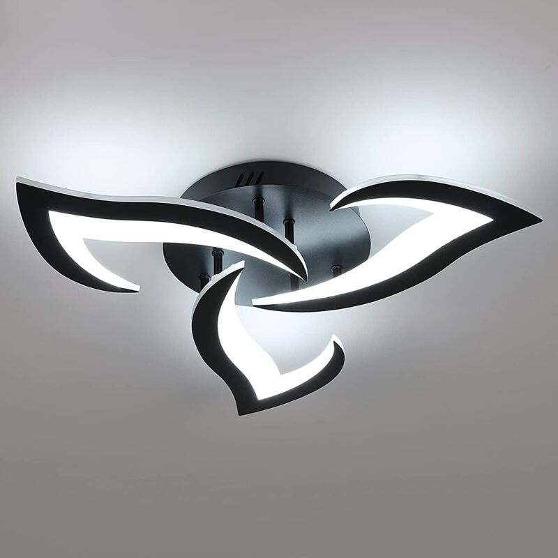 foto del prodotto goeco plafoniera led moderna, 36w nero lampada da soffitto in acrilico, 6000k bianco freddo creativa lampadario a forma di fiore, lampadario led