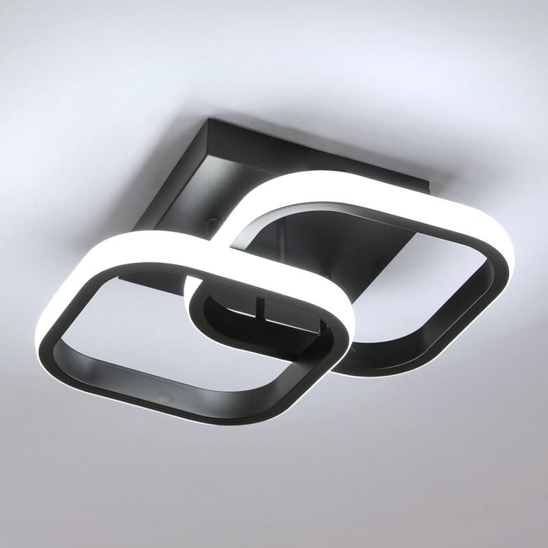 foto del prodotto goeco plafoniera led moderna nera, 19w lampada da soffitto in acrilico 2550lm, bianco freddo 6500k luce a soffitto quadrata per camera soggiorno