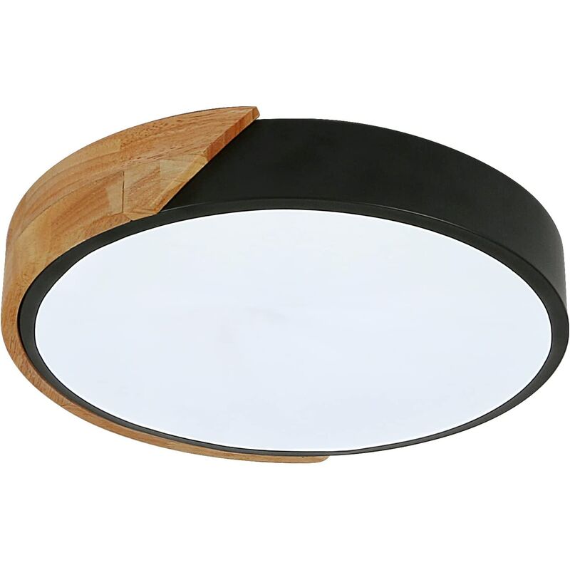 foto del prodotto goeco plafoniera led, plafoniera moderna in legno 24w ronda bianco freddo 6000k 30cm per camera da letto, cucina, soggiorno, balcone e corridoio