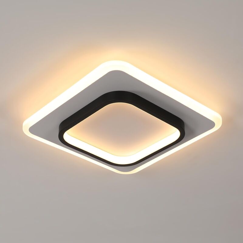 foto del prodotto goeco plafoniera led quadrata, 30w 3375lm lampada da soffitto moderna nera, plafoniera led luce calda 3000k per camera da letto cucina corridoio