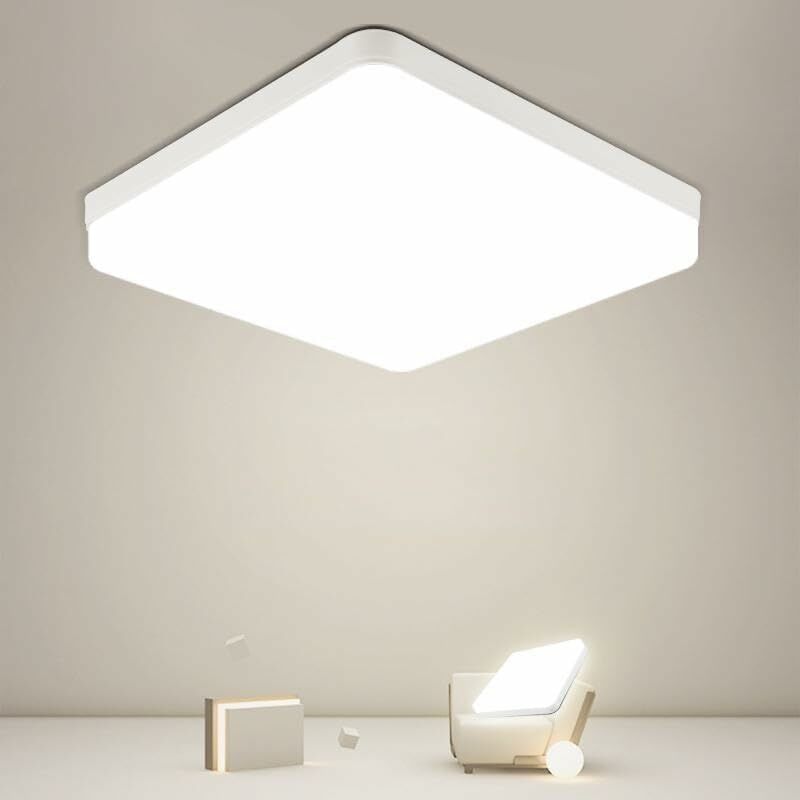 foto del prodotto goeco plafoniera led quadrata, lampada da soffitto led, plafoniera led ip44, lampada da soffitto adatta per bagno cucina camera da letto corridoio