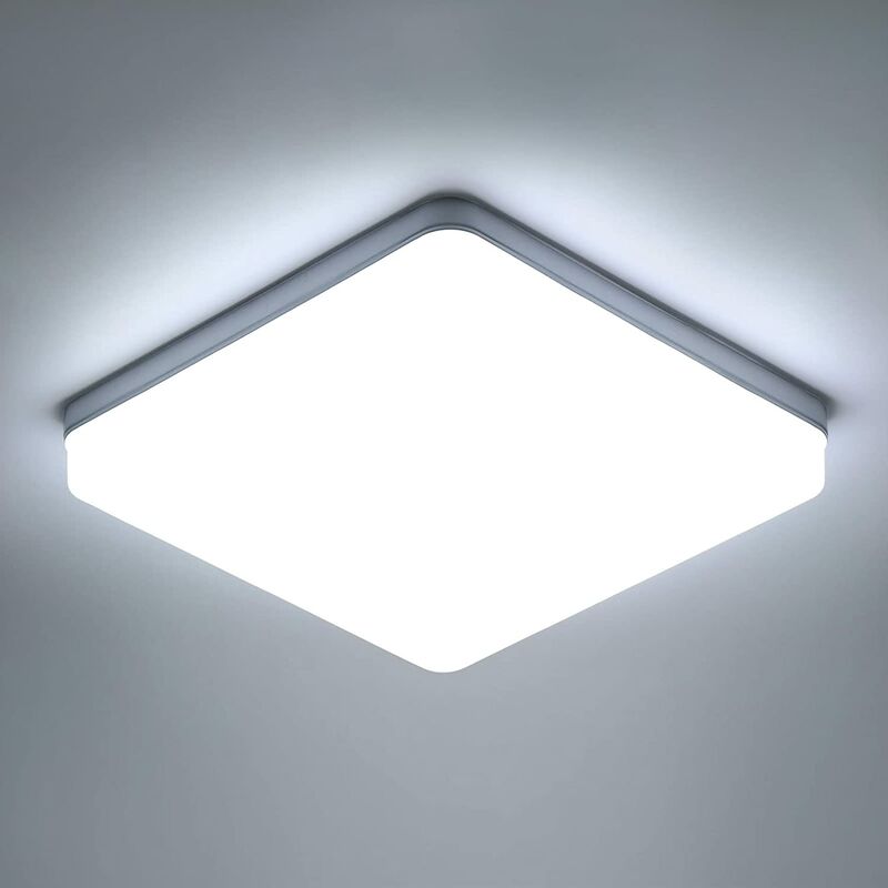 foto del prodotto goeco plafoniera led quadrata, lampada da soffitto led, plafoniera led ip44, lampada da soffitto adatta per bagno cucina camera da letto corridoio