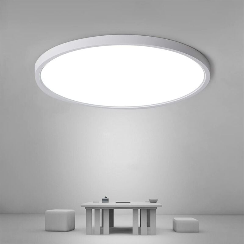 foto del prodotto goeco plafoniera led rotonda ip44 lampada da soffitto per camera da letto bagno cucina corridoio balcone 30cm 24w 2160lm 6500k luce bianca fredda