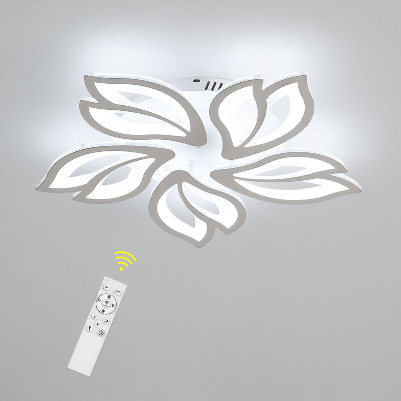 foto del prodotto goeco plafoniera led soffitto, 60 w dimmerabili moderna lampada da soffitto con telecomando, 5 heads petalo lampade a sospensione a led in acrilico