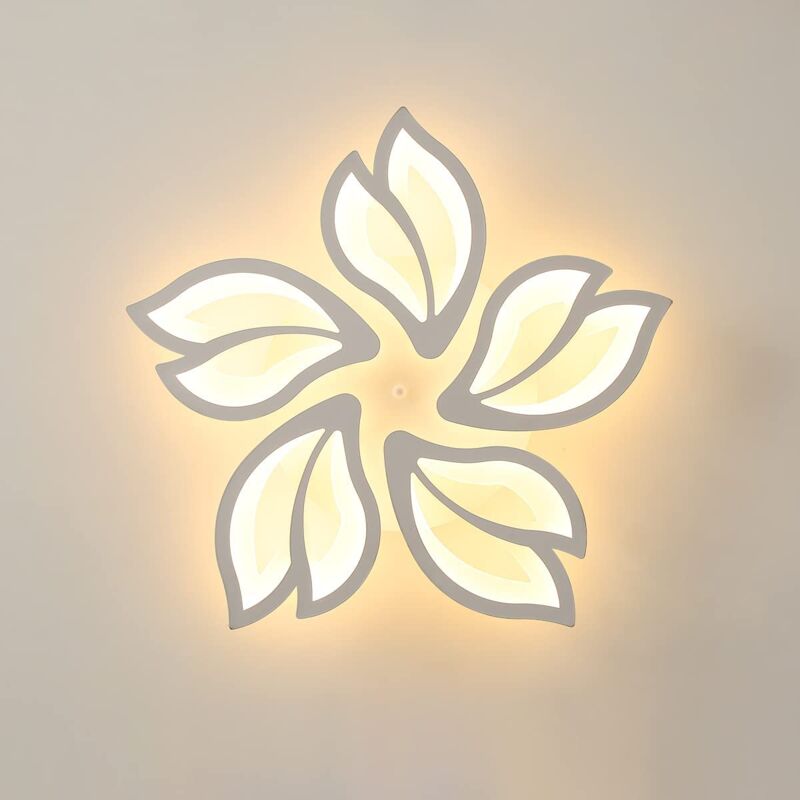 foto del prodotto goeco plafoniera led soffitto 60w, moderna lampada da soffitto a 5 teste petalo in acrilico, lampadario led soffitto luce calda per camera da