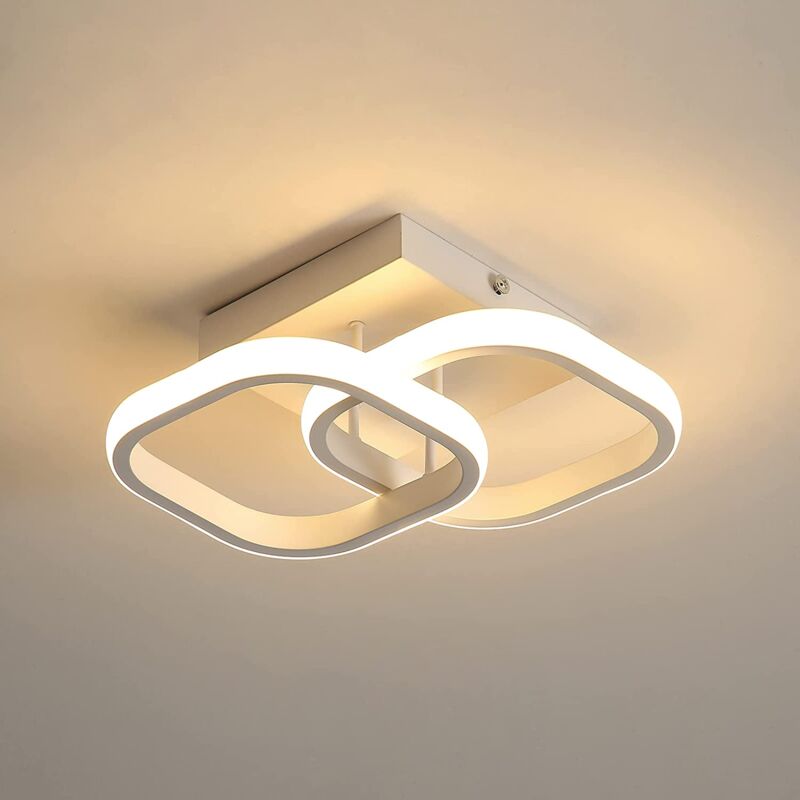 foto del prodotto goeco plafoniera moderna a led, lampada da soffitto in acrilico bianco dal design quadrato semplice, lampadario 3500k luce bianca calda non