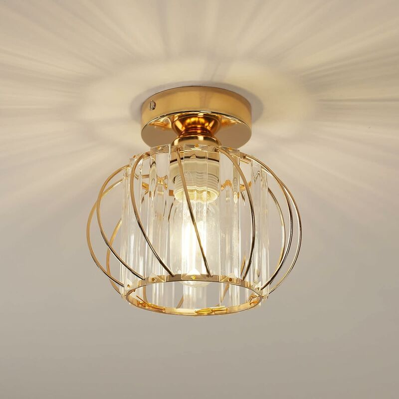 foto del prodotto goeco plafoniera moderna in cristallo led e27, plafoniera mini lampadario in cristallo per cucina sala da pranzo camera da letto corridoio ingresso