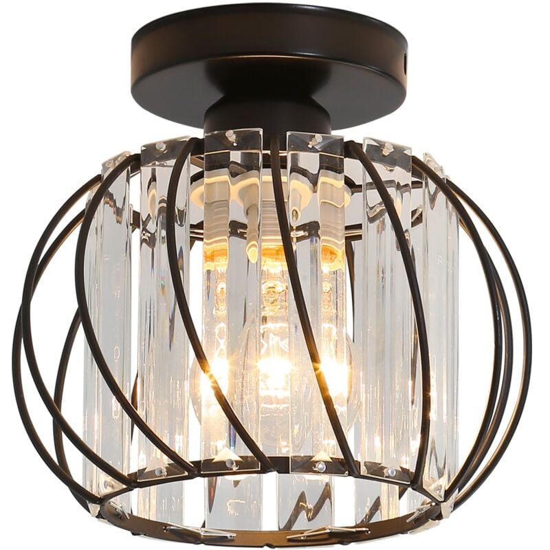 foto del prodotto goeco plafoniera moderna in cristallo led e27, plafoniera mini lampadario in cristallo per cucina sala da pranzo camera da letto corridoio ingresso