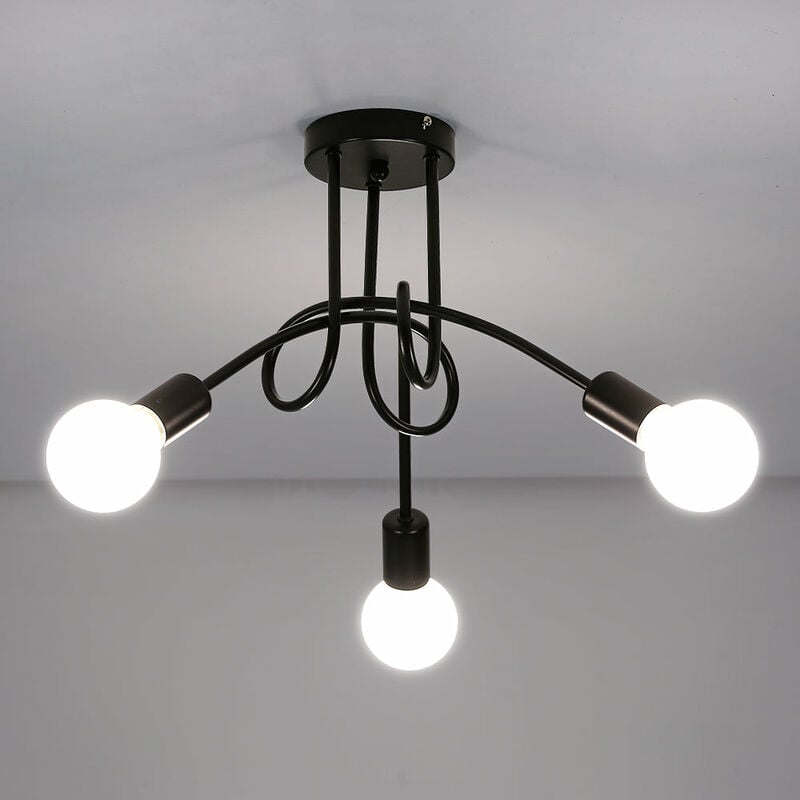 foto del prodotto goeco plafoniera moderna, lampade da soffitto in ferro vintage e27, lampadario a led a 3 luci per soggiorno cucina ristorante, diametro 55 cm