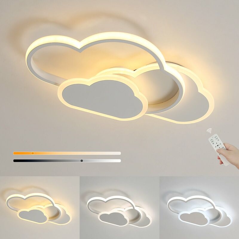 foto del prodotto goeco plafoniera nuvola, lampada da soffitto led creativa 32w con telecomando dimmerabile 3000 6500k 2800lm l42h6cm, illuminazione a cartone