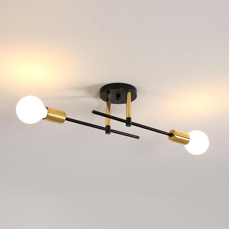 foto del prodotto goeco plafoniera retro base e27 2 portalampade lampada a soffitto per soggiorno, camera da letto, sala da pranzo, ufficio