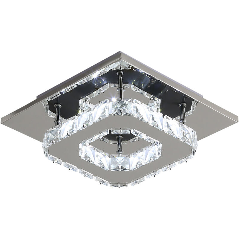 foto del prodotto goeco plafoniere a led 5500k, plafoniera cristallo plafoniere led a soffitto modern acciaio inossidabile 12w lampada da soffitto, luci bianche