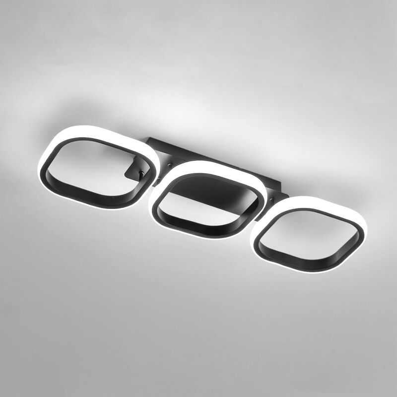 foto del prodotto goeco plafoniere led moderna, nero 32w 3900lm luce bianca fredda 6500k, design creativo a tre quadrato parallele in alluminio per soggiorno camera