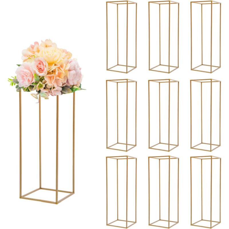 foto del prodotto gojoy 10 supporti per fiori da matrimonio, in oro, design geometrico, rettangolare, per matrimoni, decorazioni per la casa, feste, 60 cm di altezza