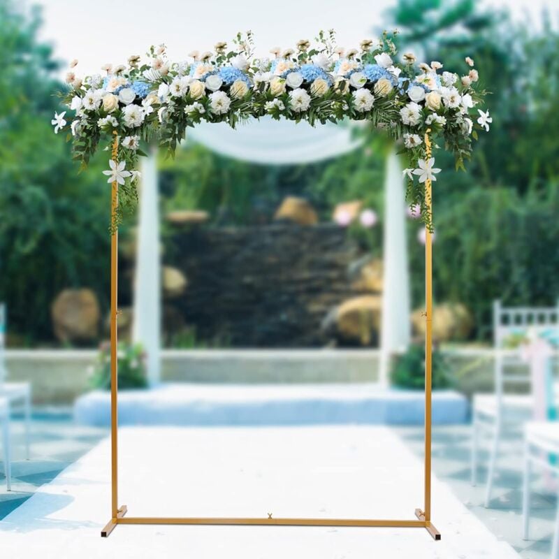 foto del prodotto gojoy 2 x 1,5 m supporto arco da matrimonio, supporto per sfondo dorato arco di nozze in metallo archi di nozze rettangolari per matrimonio,