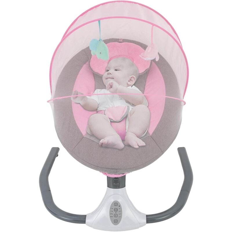 foto del prodotto gojoy altalena elettrica, pieghevole, dondolo neonati elettrico sdraietta neonati 0 12 kg per bambini con bluetooth, usb, rosa