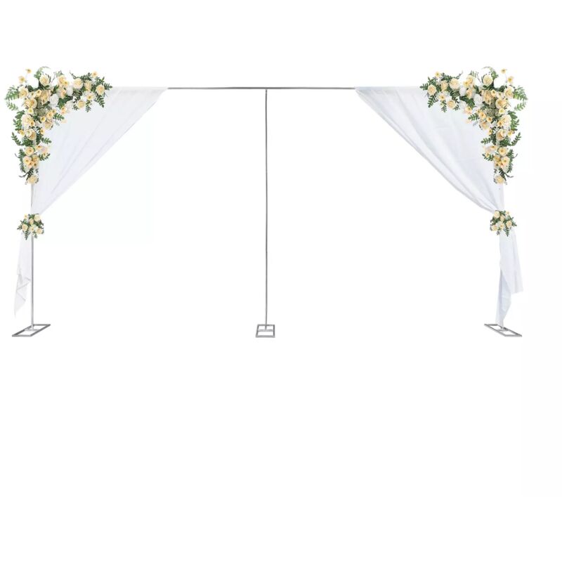 foto del prodotto gojoy arco quadrato per matrimonio, in acciaio inox, sfondo quadrato, in argento, decorazione per feste, 3 x 6 m, per matrimoni