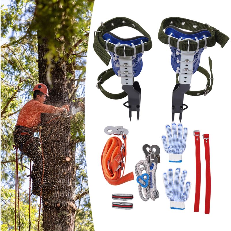foto del prodotto gojoy attrezzo per arrampicata su albero, arrampicata, picco, cintura di sicurezza, guanti da arrampicata regolabili con cinghie multifunzionali,