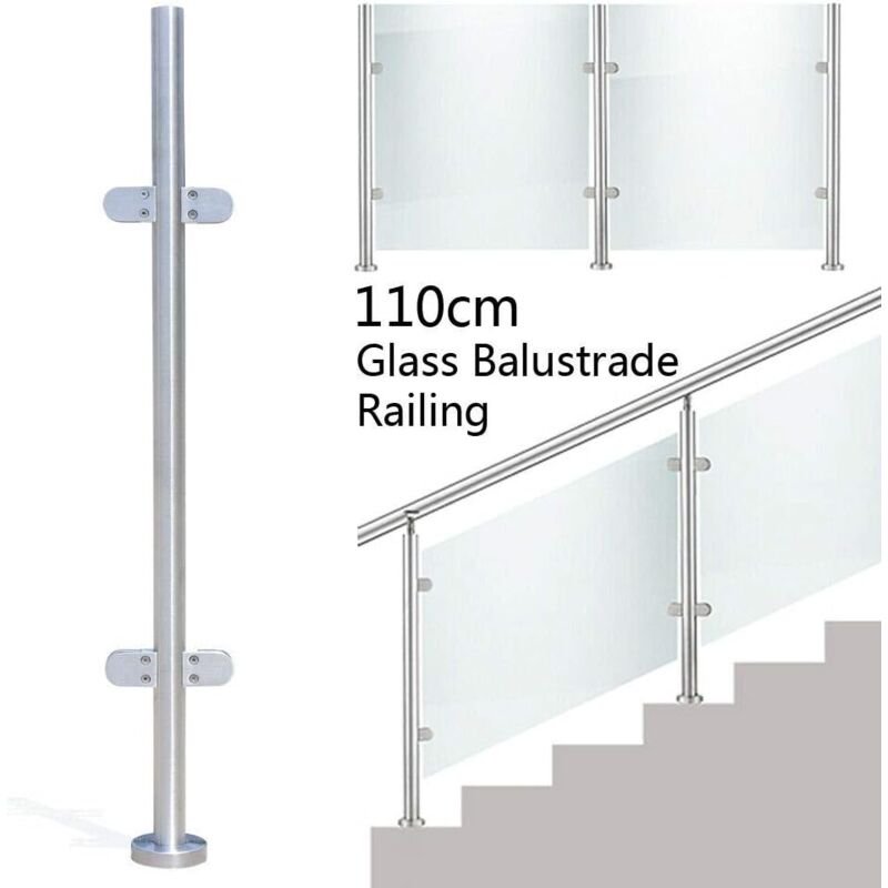 foto del prodotto gojoy balaustra in acciaio inossidabile balaustre ringhiera in vetro balaustra balcone con morsetti in vetro, supporto per corrimano per tubo 42mm,