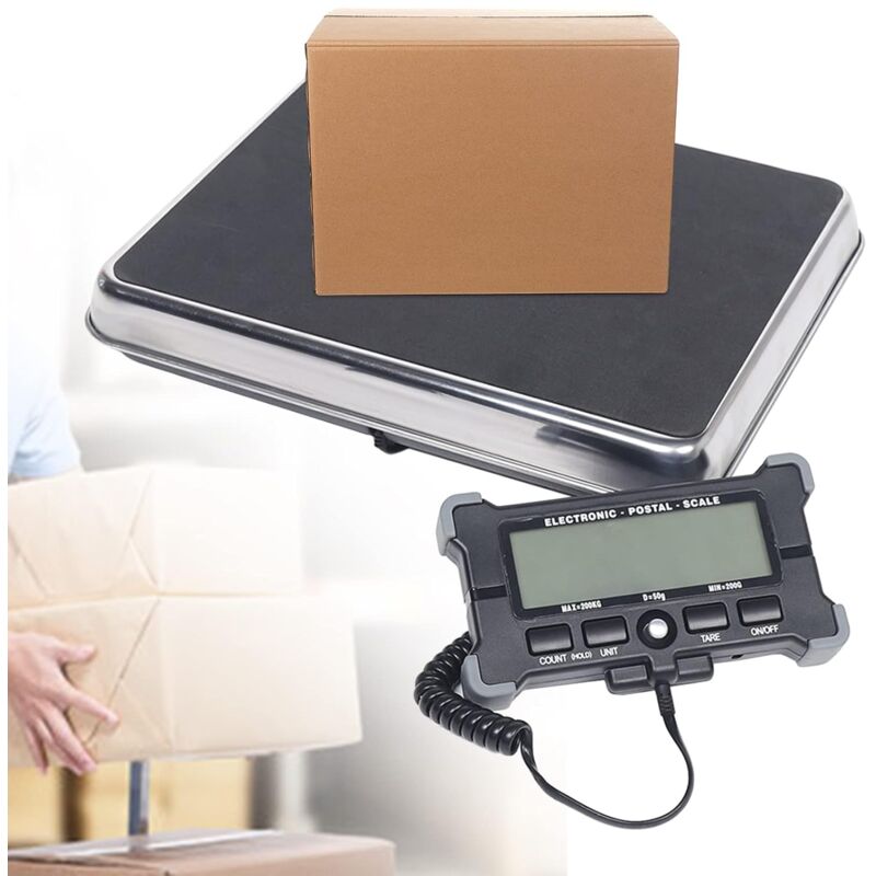 foto del prodotto gojoy bilancia da lettere fino a 200 kg 50 g, con grande piattaforma in acciaio inox, illuminata esterna, 31,6 x 25 x 4,95 cm, con display lcd