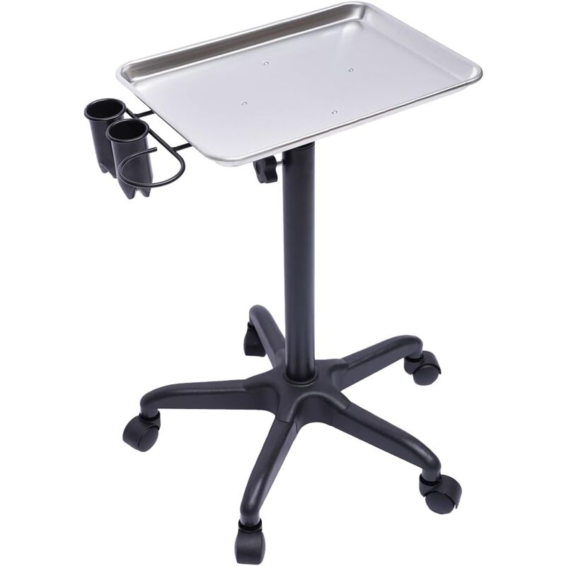 foto del prodotto gojoy carrelli di servizio tatuaggio metallo trolley salone, stazione di lavoro mobile con vassoio portatile, regolabile, per tatuaggi, ufficio,