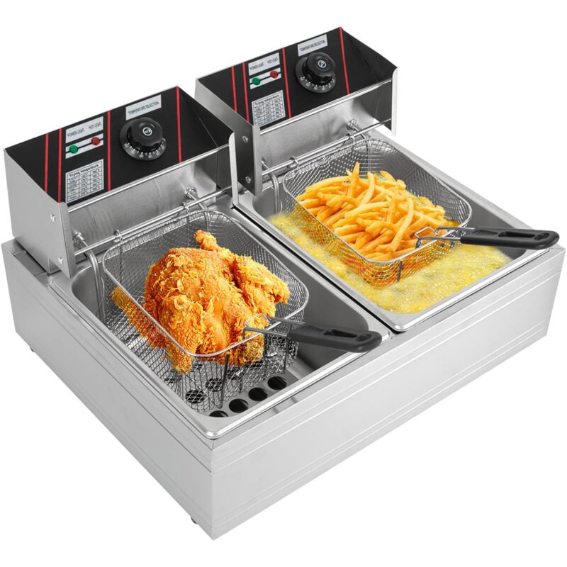 foto del prodotto gojoy friggitrice elettrica friggitrice doppia gastro friggitrice in acciaio inossidabile con cestello per friggere, 12 litri, 5000w