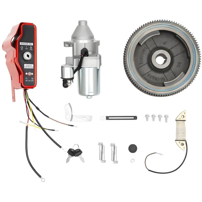 foto del prodotto gojoy kit di avviamento elettrico per volano di avviamento, interruttore a chiave con corona dentata, compatibile per honda gx390 13 cv gx340 11 cv